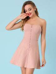 Zip Up Sexy Strapless Party Club Mini Bodycon Dress