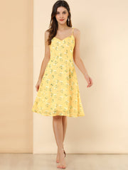 Spaghetti Strap Dress A-Line Smocked Beach Summer Floral Sundress