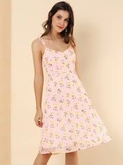 Spaghetti Strap Dress A-Line Smocked Beach Summer Floral Sundress