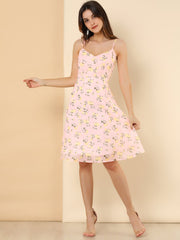 Spaghetti Strap Dress A-Line Smocked Beach Summer Floral Sundress