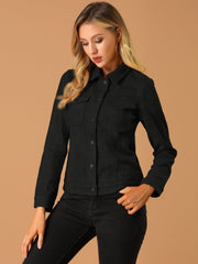 Faux Suede Turn-Down Collar Flap Pocket Snap Button Jacket