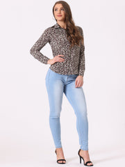 Button Down Floral Long Sleeve Point Collar Blouse