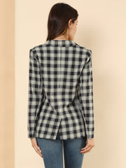 Notched Lapel Double Breasted Work Formal Blazer