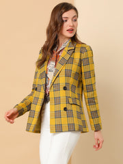 Notched Lapel Double Breasted Work Formal Blazer