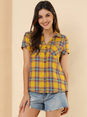 Classic Plaid Button Down Short Sleeve Shirt
