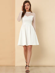 Heart Mesh Sheer Long Sleeve Gothic Cocktail Skater Mini Dress