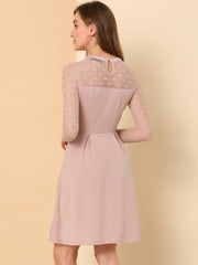 Heart Mesh Sheer Long Sleeve Gothic Cocktail Skater Mini Dress
