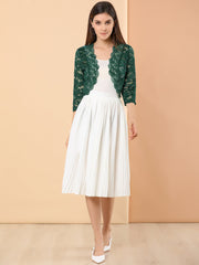 Lace 3/4 Sleeves Sheer Floral Cropped Bolero Shrug