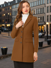 Notched Lapel Single Breasted Outwear Winter Pea Coat