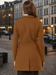 Notched Lapel Single Breasted Outwear Winter Pea Coat