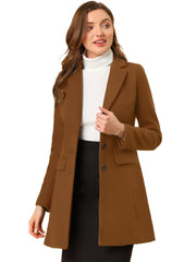 Notched Lapel Single Breasted Outwear Winter Pea Coat