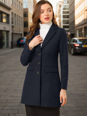 Notched Lapel Single Breasted Outwear Winter Pea Coat
