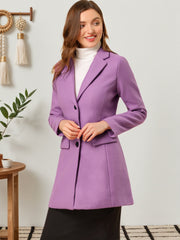Notched Lapel Single Breasted Outwear Winter Pea Coat