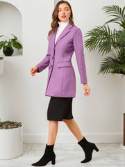 Notched Lapel Single Breasted Outwear Winter Pea Coat