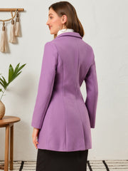 Notched Lapel Single Breasted Outwear Winter Pea Coat