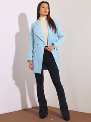 Shawl Collar Lapel Double Breasted Winter Belted Coat with Pockets