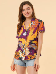 Hawaiian Floral Leaves Tropical Button Down Shirt
