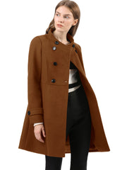 Stand Collar Double Breasted Slant Pockets Trendy Outwear Winter Coat