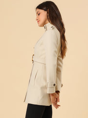 Stand Collar Double Breasted Trendy Belted Winter Coat