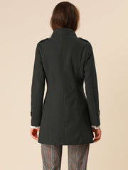 Stand Collar Double Breasted Trendy Belted Winter Coat