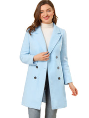 Notched Lapel Double Breasted Outwear Winter Long Coat