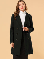 Notched Lapel Double Breasted Outwear Winter Long Coat