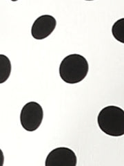 Polka Dots Stand Collar Pleat Keyhole Short Flare Sleeve Blouse