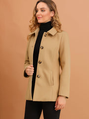 Work Office Winter Overcoat Single Breasted Point Collar Pea Coat