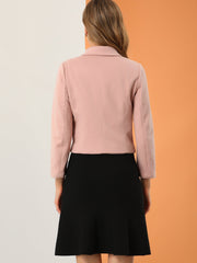 Pointed Collar Single Breasted Slant Pocket Cropped Pea Coat