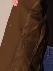 Notch Lapel Double Breasted Belted Mid Long Outwear Winter Coat