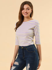 Halloween 3/4 Sleeve T-shirt Casual Boat Neck Slim Fit Tee