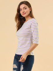 Halloween 3/4 Sleeve T-shirt Casual Boat Neck Slim Fit Tee