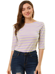 Halloween 3/4 Sleeve T-shirt Casual Boat Neck Slim Fit Tee