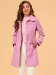 Peter Pan Collar Single Breasted Winter Outwear Buttoned Long Coat
