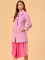 Peter Pan Collar Single Breasted Winter Outwear Buttoned Long Coat