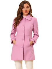 Peter Pan Collar Single Breasted Winter Outwear Buttoned Long Coat