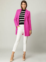 Classic Notched Lapel Long Sleeve Buttoned Coat