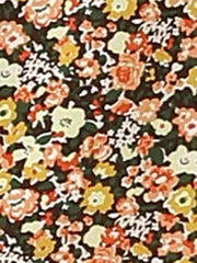 Floral Peasant Elastic Waist A-Line Ditsy Leave Midi Skirt