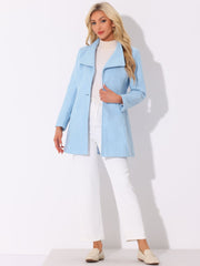 Classic Stand Collar Long Sleeve Belted Winter Coat