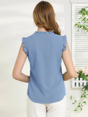 Ruffled Sleeveless Blouse 1950s Vintage Work Business Tops