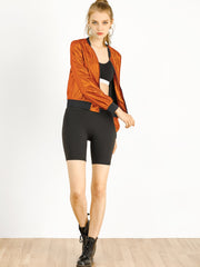 Holographic Shimmering Metallic Lightweight Bomber Jacket