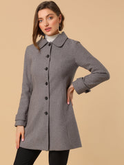 Peter Pan Collar Single Breasted Overcoat Winter Pea Coat