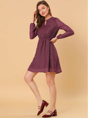 Choker V Neck Flared Gilding Metallic Shiny Star A-Line Dress