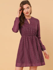 Choker V Neck Flared Gilding Metallic Shiny Star A-Line Dress