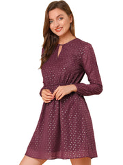Choker V Neck Flared Gilding Metallic Shiny Star A-Line Dress
