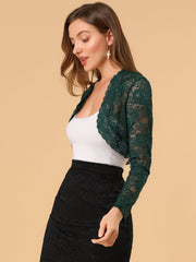 Elegant Sheer Floral Lace Cropped Bolero Shrugs
