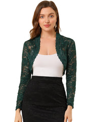 Elegant Sheer Floral Lace Cropped Bolero Shrugs
