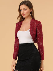 Elegant Sheer Floral Lace Cropped Bolero Shrugs