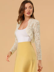 Elegant Sheer Floral Lace Cropped Bolero Shrugs