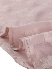 Peter Pan Collar Floral Drawstring Chiffon Layered Dress